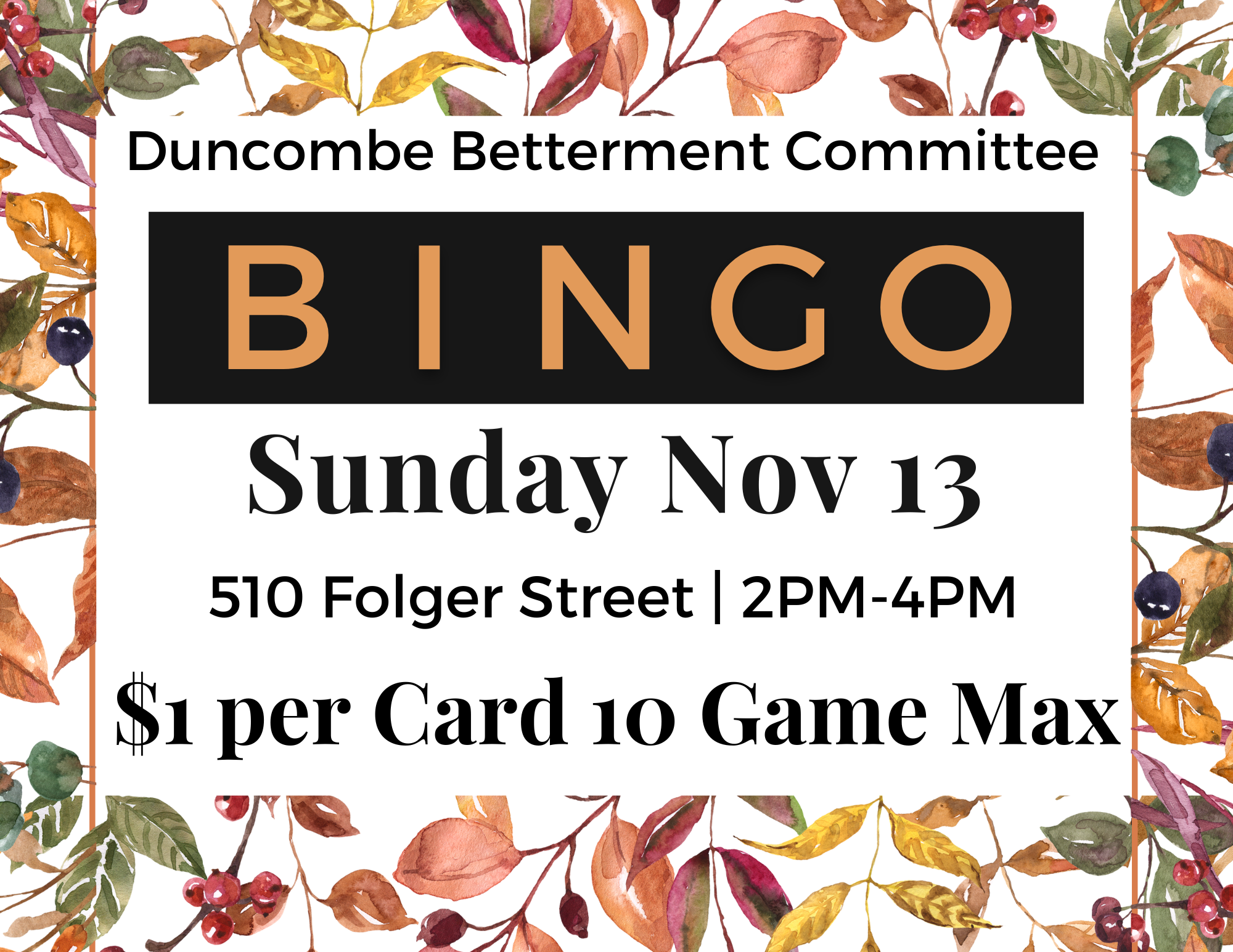 <h1 class="tribe-events-single-event-title">Bingo – Hosted by the Duncombe Betterment Committee</h1>