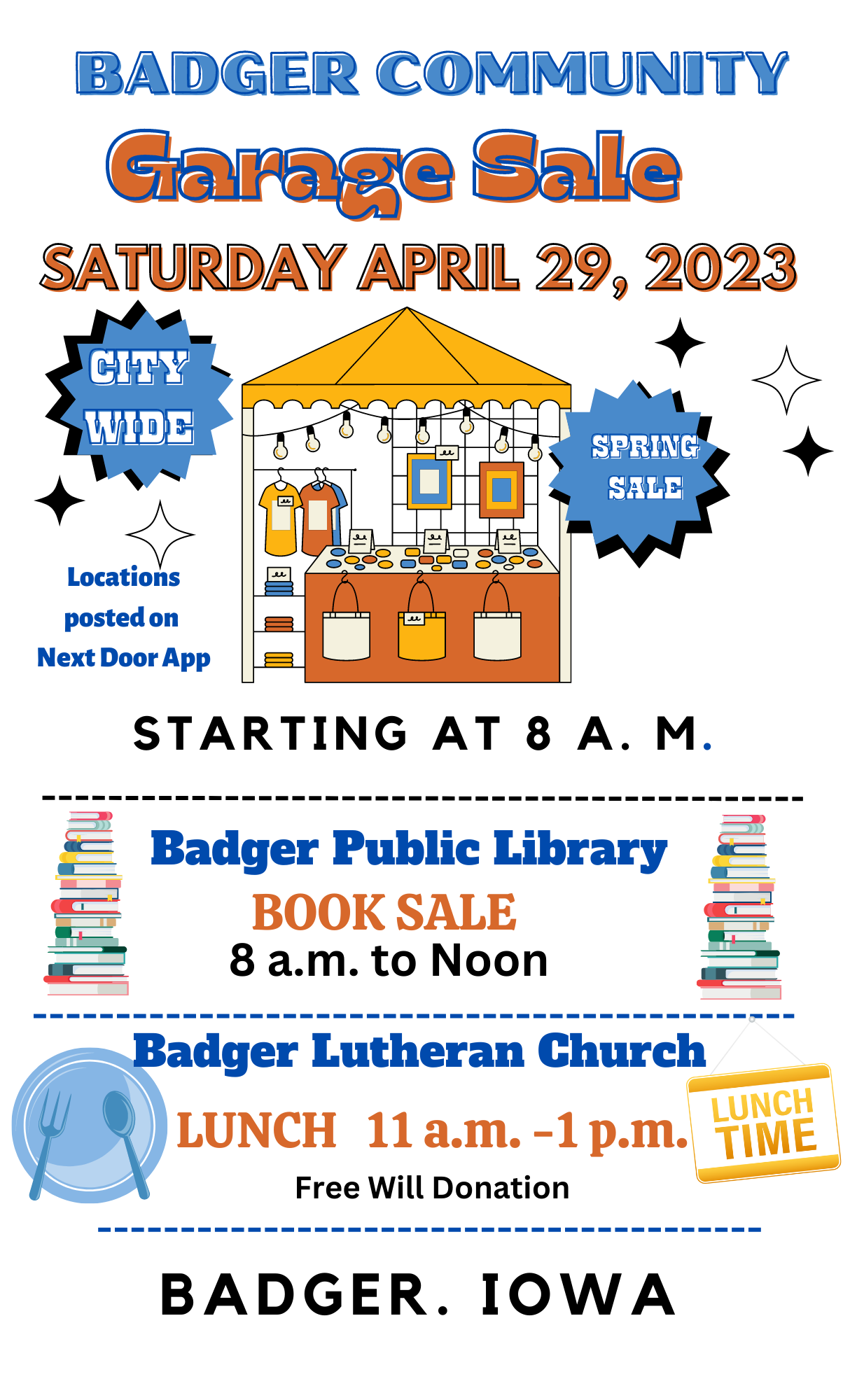 <h1 class="tribe-events-single-event-title">Badger Community Garage Sale, Book Sale and Free Will Luncheon</h1>