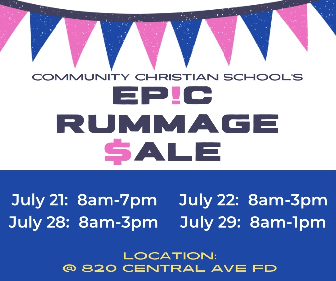 <h1 class="tribe-events-single-event-title">Community Christian School’s 7th EP!C Rummage $ale</h1>