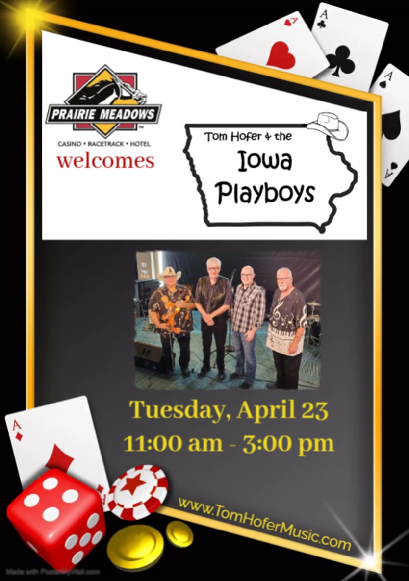 <h1 class="tribe-events-single-event-title">Tom Hofer & The Iowa Playboys appear at Prairie Meadows</h1>