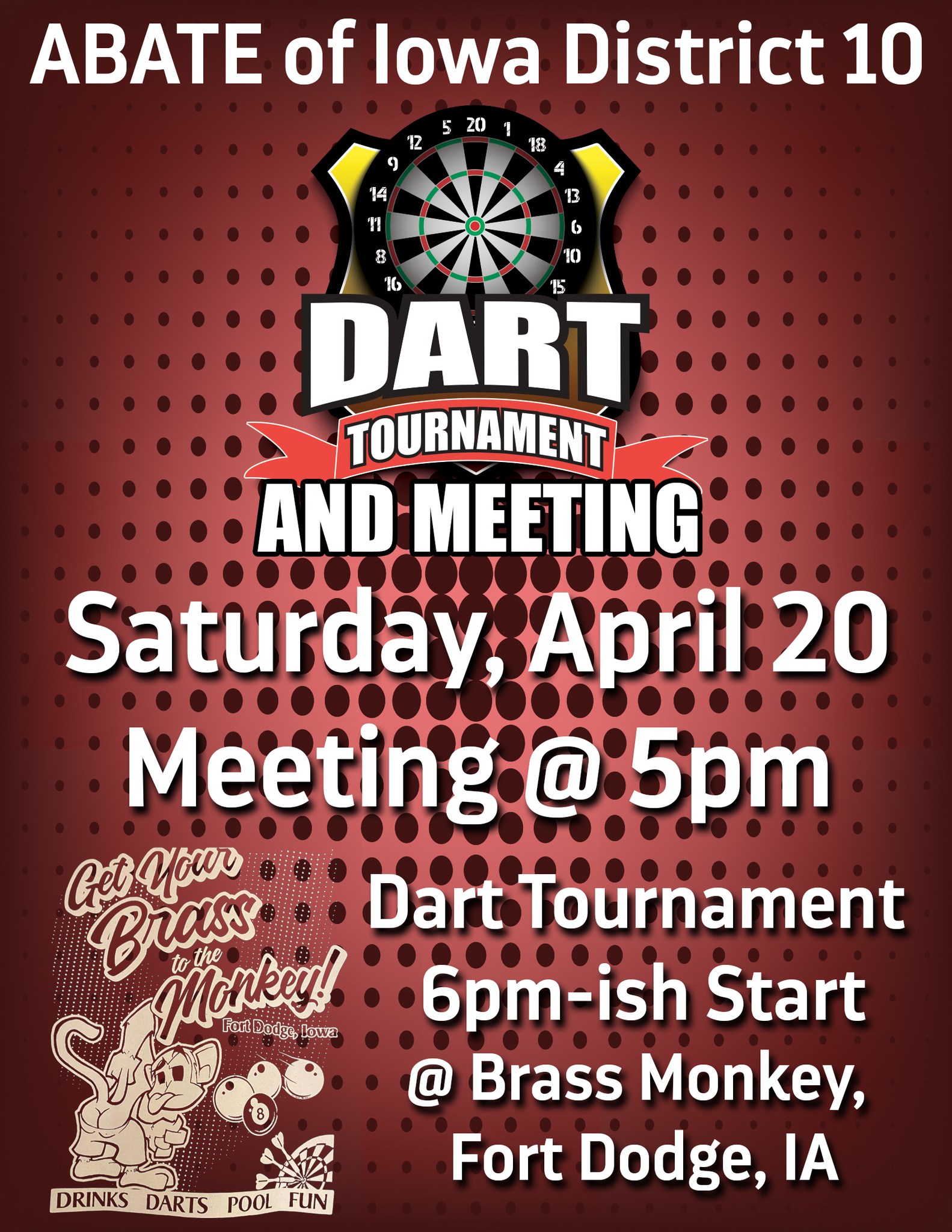 <h1 class="tribe-events-single-event-title">Abate of Iowa District 10 Dart Tournament</h1>